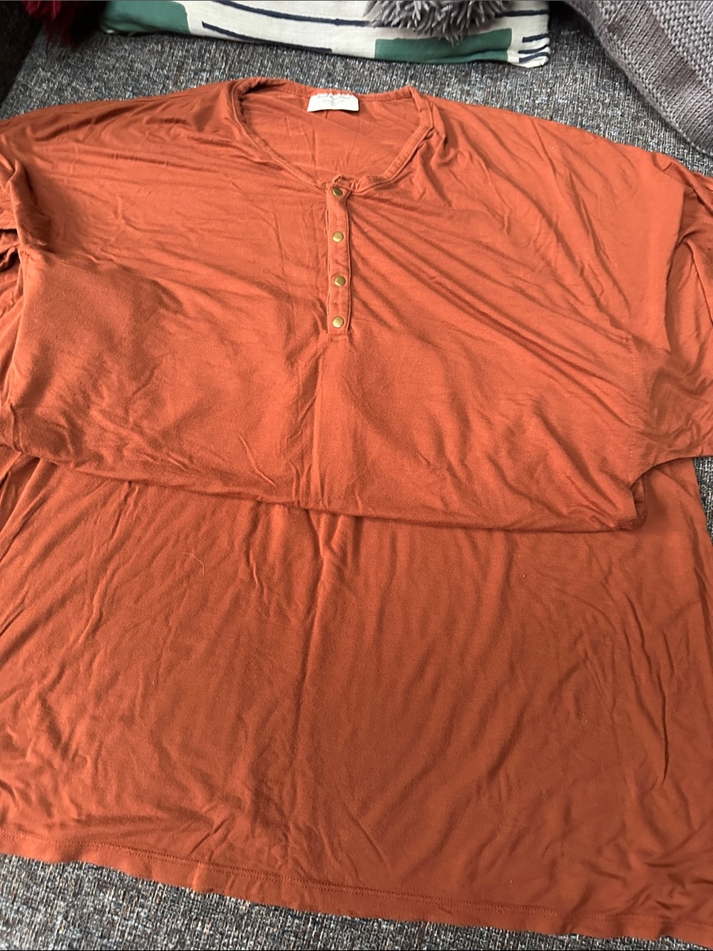 Everyday Rust Button-Placket Women's Tunic - Picture 3 of 5